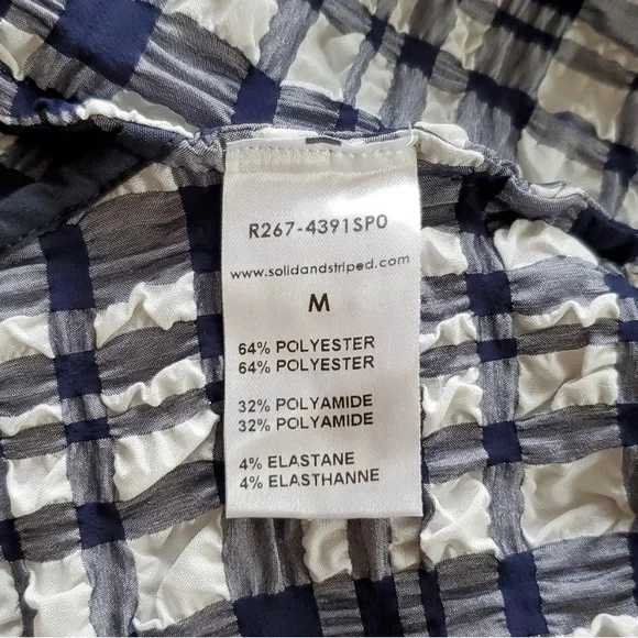 Solid & Striped Navy & White Plaid Seer Sucker Dress with Side Pockets - Picture 6 of 6